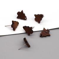 Wood Earring Drop Component, Christmas Tree, DIY, deep coffee color, 15x15mm, Approx 100PCs/Bag, Sold By Bag