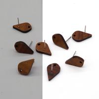 Holz Ohranhänger Zubehör, Tropfen, DIY, dunkle Kaffee-Farbe, 12x18mm, ca. 100PCs/Tasche, verkauft von Tasche