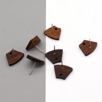 Holz Ohranhänger Zubehör, DIY, dunkle Kaffee-Farbe, 15x12mm, ca. 100PCs/Tasche, verkauft von Tasche