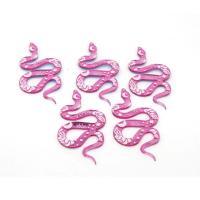 Acrylic Pendants, Snake, epoxy gel, DIY, pink, 48x22mm, Approx 100PCs/Bag, Sold By Bag