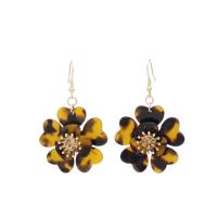 Zinc Alloy Drop Earrings with Resin Flower fashion jewelry & micro pave cubic zirconia & for woman nickel lead & cadmium free Sold By Pair