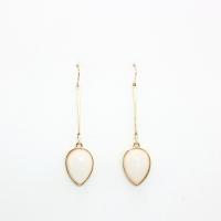 Brass Drop Earring, with Dyed Marble, fashion jewelry & for woman, nickel, lead & cadmium free, 65mm, Sold By Pair