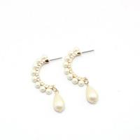 Zinc Alloy Stud Earring with Plastic Pearl fashion jewelry & for woman nickel lead & cadmium free 50mm Sold By Pair