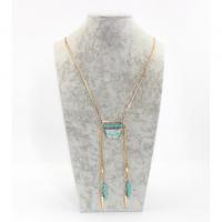 Zinc Alloy Jewelry Necklace with turquoise fashion jewelry & micro pave cubic zirconia & for woman nickel lead & cadmium free Length Approx 25.59 Inch Sold By PC