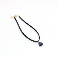Zinc Alloy Jewelry Necklace with Natural Stone & leather cord fashion jewelry & for woman nickel lead & cadmium free Length Approx 12.59 Inch Sold By PC