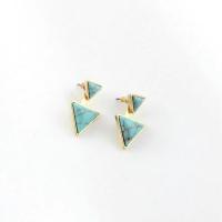 Zinc Alloy Stud Earring with turquoise fashion jewelry & for woman nickel lead & cadmium free 30mm Sold By Pair