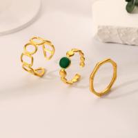 Tibetan Style Ring Set, gold color plated, three pieces & for woman & enamel, golden, nickel, lead & cadmium free, Sold By Set