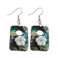 Shell Earrings, Brass, with Abalone Shell, fashion jewelry & for woman, nickel, lead & cadmium free, 54x20x6mm, Sold By Pair