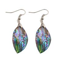 Shell Earrings, Brass, with Abalone Shell, fashion jewelry & for woman, nickel, lead & cadmium free, 53x17x2mm, Sold By Pair