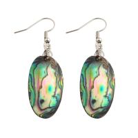 Shell Earrings, Brass, with Abalone Shell, fashion jewelry & for woman, nickel, lead & cadmium free, 54x16x3mm, Sold By Pair