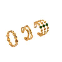 Edelstahl Ringe, 304 Edelstahl, 18K vergoldet, drei Stücke & Modeschmuck & für Frau, goldfarben, verkauft von setzen