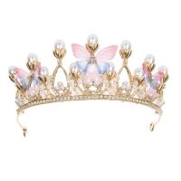 Bridal Tiaras Zinc Alloy with Plastic Pearl gold color plated fashion jewelry & for children & with rhinestone golden nickel lead & cadmium free Inner Approx 140mm Sold By PC