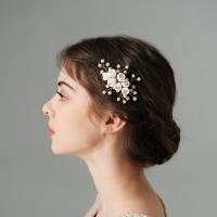 Dekorativní Hair Combs, 304 Stainless Steel, s Umělá hmota, Květina, á, módní šperky, bílý, 80x60mm, Prodáno By PC