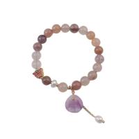 Bracelets de pierres précieuses, cloisonne, avec laiton, Placage, bijoux de mode, violet, Longueur:17 cm, Vendu par PC