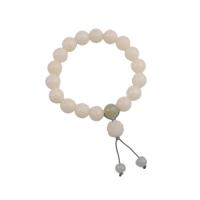 Bracelets de pierres précieuses, Perles en bois de Bodhi, avec Hetian Jade & corde en nylon, bijoux de mode, blanc, Longueur:17 cm, Vendu par PC