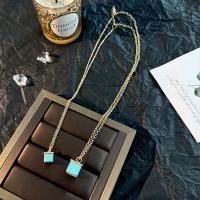 Zinc Alloy Jewelry Necklace with turquoise with 6cm extender chain handmade Double Layer & fashion jewelry & for woman nickel lead & cadmium free Length Approx 62 cm Sold By PC
