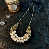 Zinklegierung Schmuck Halskette, mit ABS-Kunststoff-Perlen, mit Verlängerungskettchen von 6cm, handgemacht, Modeschmuck & für Frau, frei von Nickel, Blei & Kadmium, Länge:ca. 50 cm, verkauft von PC
