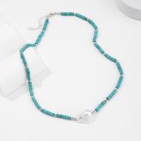 Fashion Turquoise Necklace Zinc Alloy with turquoise & Plastic Pearl handmade fashion jewelry & for woman nickel lead & cadmium free Length Approx 48 cm Sold By PC