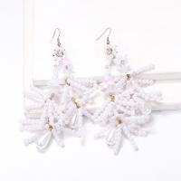 Zinc Alloy Drop Earrings with Plastic Pearl Flower handmade fashion jewelry & for woman white nickel lead & cadmium free Sold By PC
