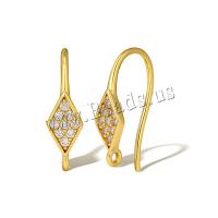 Brass Hook Earwire real gold plated micro pave cubic zirconia & for woman golden Sold By Pair