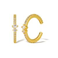 Fashion Earring Cuff and Wraps, Brass, real gold plated, micro pave cubic zirconia & for woman, more colors for choice, Sold By Pair