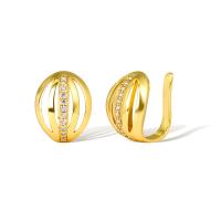 Fashion Earring Cuff and Wraps Brass real gold plated micro pave cubic zirconia & for woman golden Sold By Pair