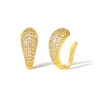 Fashion Earring Cuff and Wraps, Brass, real gold plated, micro pave cubic zirconia & for woman, golden, Sold By Pair