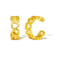 Trendy ear cuffs, Messing, Hart, echt goud verguld, voor vrouw, gouden, Verkocht door pair