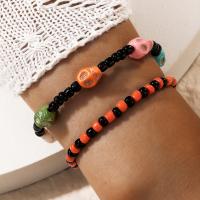 Glass Beads Bracelet Seedbead with Polyester Cord & Resin Halloween Design & fashion jewelry nickel lead & cadmium free Sold By Set