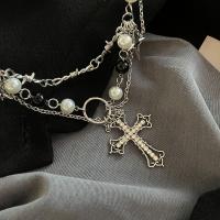 Zinklegierung Schmuck Halskette, mit Glasperlen, Modeschmuck & verschiedene Stile für Wahl & für Frau, frei von Nickel, Blei & Kadmium, verkauft von PC