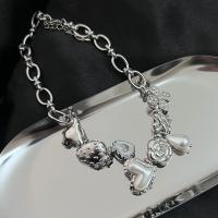 Zinklegierung Schmuck Halskette, mit Kunststoff Perlen, Modeschmuck & verschiedene Stile für Wahl & mit Strass, frei von Nickel, Blei & Kadmium, verkauft von PC