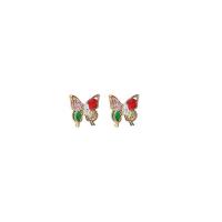 Zinc Alloy Earring Cuff Butterfly plated micro pave cubic zirconia & for woman Sold By Pair