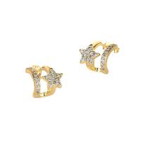 Brass Stud Earring, Star, plated, micro pave cubic zirconia & for woman, more colors for choice, 10mm, Sold By Pair
