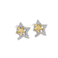 Brass Stud Earring, Star, plated, micro pave cubic zirconia & for woman, more colors for choice, 12x10mm, Sold By Pair