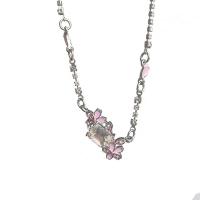 Zinc Alloy Jewelry Necklace with Glass Rhinestone & Titanium Steel with 6.3cm extender chain silver color plated fashion jewelry & for woman nickel lead & cadmium free Length Approx 46.7 cm Sold By PC