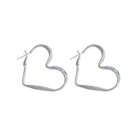 Tibetan Style Drop Earrings, Heart, silver color plated, fashion jewelry & for woman, nickel, lead & cadmium free, 40x40mm, Sold By Pair
