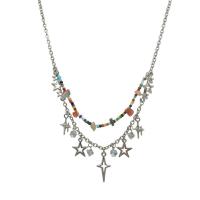 Tibetan Style Jewelry Necklace, with Titanium Steel & Plastic, with 6.6cm extender chain, silver color plated, fashion jewelry & for woman, nickel, lead & cadmium free, Length:Approx 40.7 cm, Sold By PC