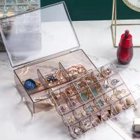 Boîte à bijoux multifonctions, polystyrène, cadre, Double couche, bronzé, 180x125x45mm, Vendu par PC