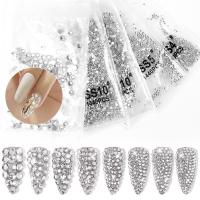 3D Nail Art Decoration, Glass Rhinestone, Round, DIY, white, 3.8-4.0mm, Approx 1440PCs/Bag, Sold By Bag