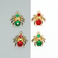 Fashion Halloween Pendant Zinc Alloy Spider gold color plated DIY & with rhinestone nickel lead & cadmium free Approx Sold By Bag
