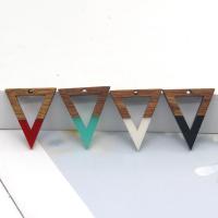 Resin Pendant, with Wood, Triangle, epoxy gel, DIY & hollow, more colors for choice, Approx 100PCs/Bag, Sold By Bag