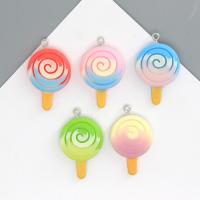 Resin Pendant, Lollipop, epoxy gel, DIY, more colors for choice, 22x37mm, Approx 100PCs/Bag, Sold By Bag