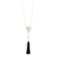 Zinc Alloy Sweater Chain Necklace with turquoise fashion jewelry & for woman nickel lead & cadmium free Length Approx 25.59 Inch Sold By PC