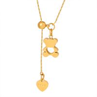 Collier d'acier titane, avec 1.97inch chaînes de rallonge, Placage de couleur d'or, bijoux de mode & pour femme, doré, Longueur:Environ 17.32 pouce, Vendu par PC