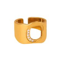 Titantium Steel δάχτυλο του δακτυλίου, Titanium Steel, με Τσεχικά, κοσμήματα μόδας & για τη γυναίκα, περισσότερα χρώματα για την επιλογή, 14mm, Μέγεθος:7, Sold Με PC