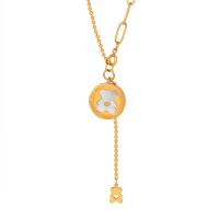 Titanstahl Halskette, mit Muschel, Modeschmuck & für Frau, goldfarben, 15*15mm,9*6mm, Länge:ca. 17.72 ZollInch, verkauft von PC