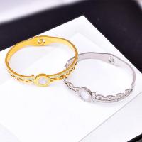 Titanium Steel Bracelet & Bangle with Shell plated fashion jewelry & for woman & with rhinestone 13mm Sold By PC