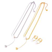 Jewelry Sets, Titanium Steel, with Plastic Pearl, with 1.97inch extender chain, plated, fashion jewelry & different styles for choice & for woman, more colors for choice, Length:Approx 15.75 Inch, Sold By PC