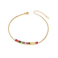 Fashion Jewelry Anklet, Titanium Steel, with 1.97inch extender chain, plated, micro pave cubic zirconia & for woman, golden, 5mm, Length:Approx 8.27 Inch, Sold By PC