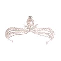 Bridal Tiaras Zinc Alloy with Plastic Pearl silver color plated fashion jewelry & for woman & with rhinestone silver color nickel lead & cadmium free Inner Approx 145mm Sold By PC
